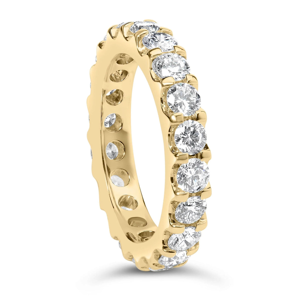 14K Yellow Gold Shared Prong Set Round Diamond Eternity Band Ring (G - H Color, SI1 - SI2 Clarity) - LinkagejewelrydesignLinkagejewelrydesign