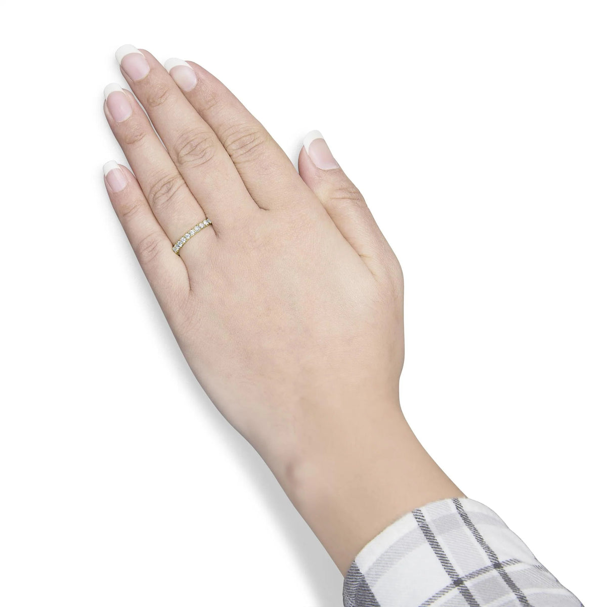 14K Yellow Gold Shared Prong Set Round Diamond Eternity Band Ring (G - H Color, SI1 - SI2 Clarity) - LinkagejewelrydesignLinkagejewelrydesign