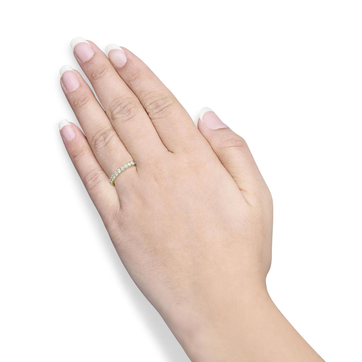 14K Yellow Gold Shared Prong Set Round Diamond Eternity Band Ring (G - H Color, SI1 - SI2 Clarity) - LinkagejewelrydesignLinkagejewelrydesign