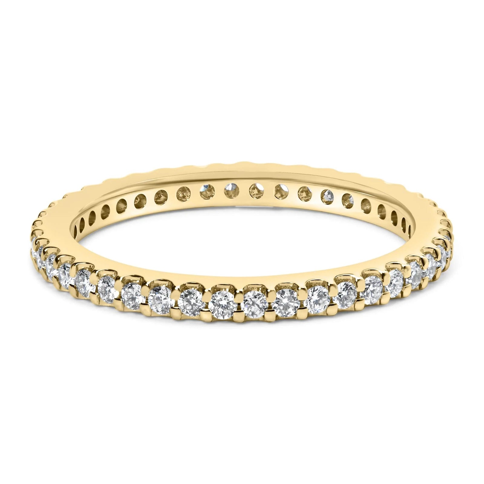 14K Yellow Gold Shared Prong Set Round Diamond Eternity Band Ring (G - H Color, SI1 - SI2 Clarity) - LinkagejewelrydesignLinkagejewelrydesign