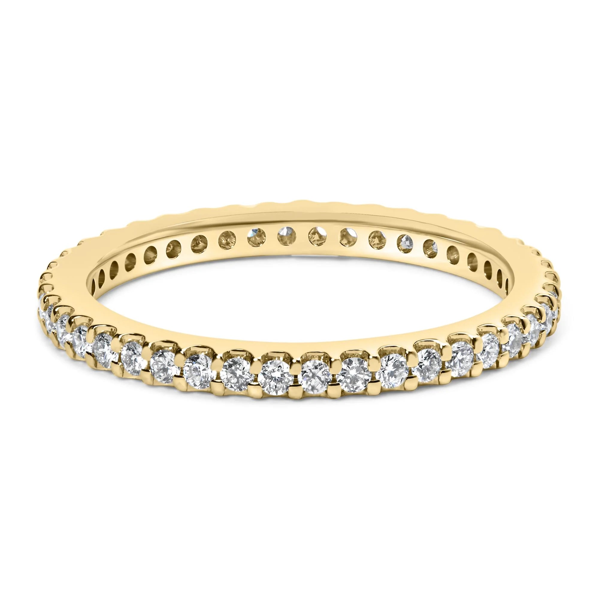14K Yellow Gold Shared Prong Set Round Diamond Eternity Band Ring (G - H Color, SI1 - SI2 Clarity) - LinkagejewelrydesignLinkagejewelrydesign