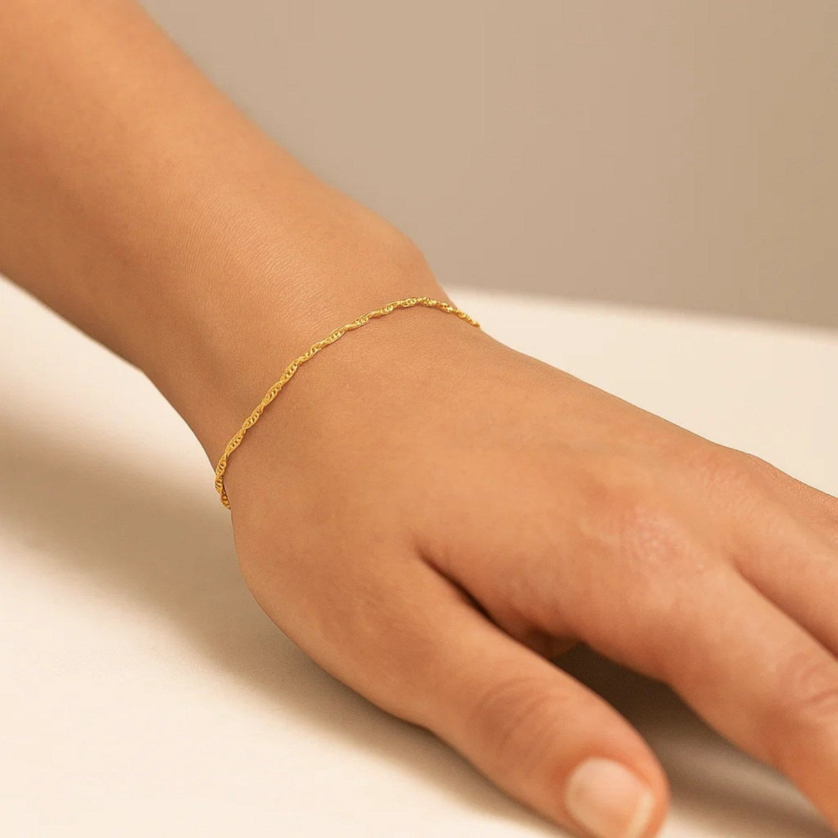 14k Yellow Gold Singapore Bracelet (1.10 mm) - LinkagejewelrydesignLinkagejewelrydesign