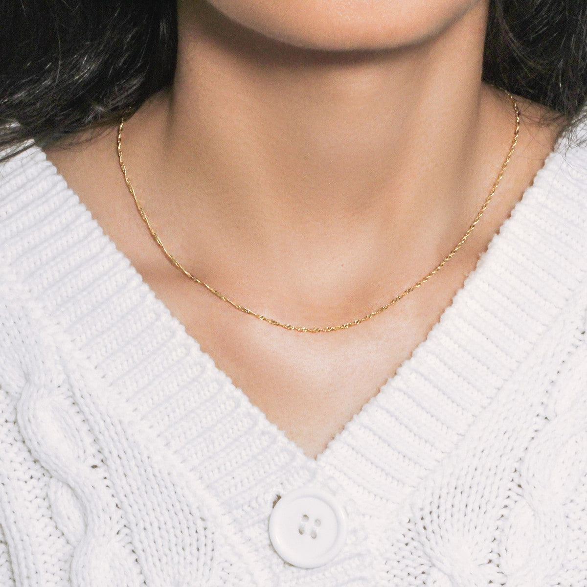 14k Yellow Gold Singapore Chain (1.30 mm) - LinkagejewelrydesignLinkagejewelrydesign