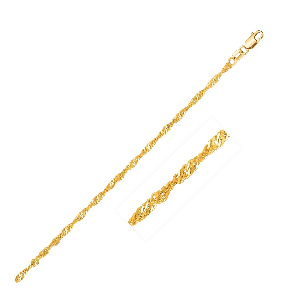 14k Yellow Gold Singapore Chain (1.80 mm) - LinkagejewelrydesignLinkagejewelrydesign