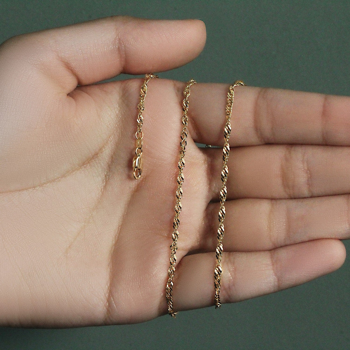 14k Yellow Gold Singapore Chain (2.10 mm) - LinkagejewelrydesignLinkagejewelrydesign