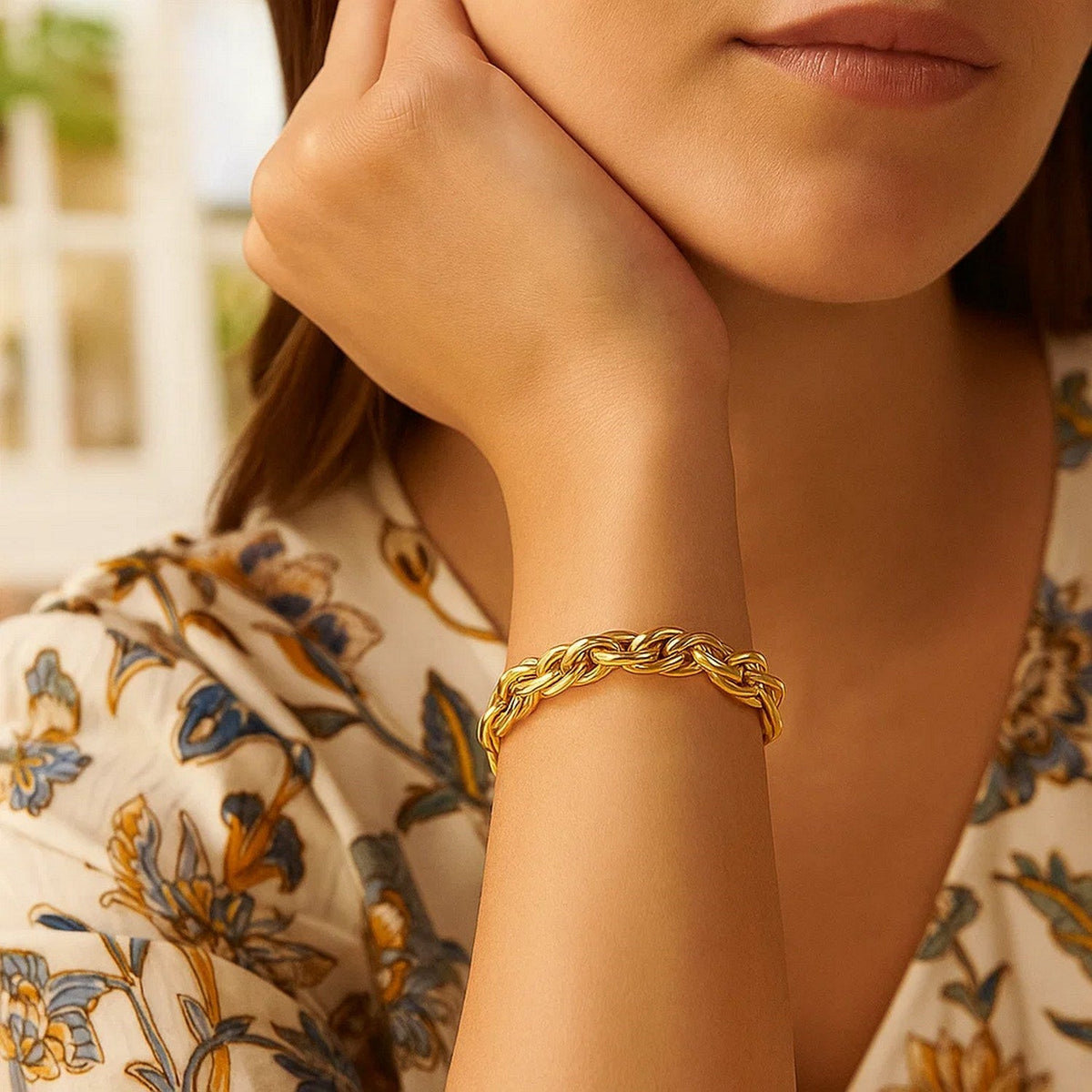 14k Yellow Gold Singapore Chain Style Thick Bracelet - LinkagejewelrydesignLinkagejewelrydesign