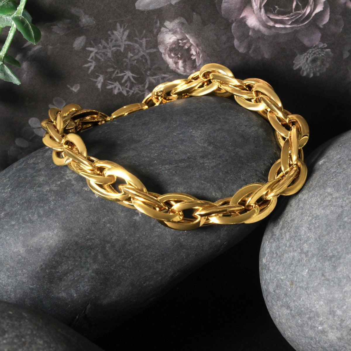 14k Yellow Gold Singapore Chain Style Thick Bracelet - LinkagejewelrydesignLinkagejewelrydesign