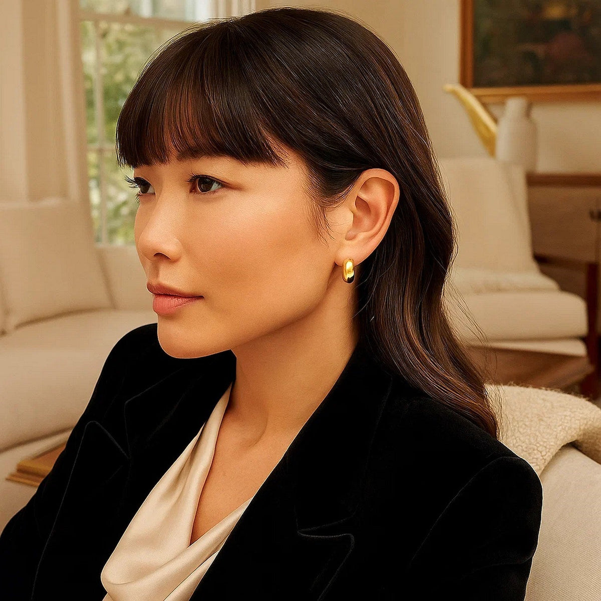 14k Yellow Gold Small Omega C Hoops - LinkagejewelrydesignLinkagejewelrydesign