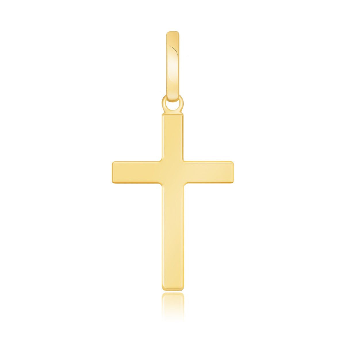 14K Yellow Gold Small Polished Flat Cross Pendant - LinkagejewelrydesignLinkagejewelrydesign
