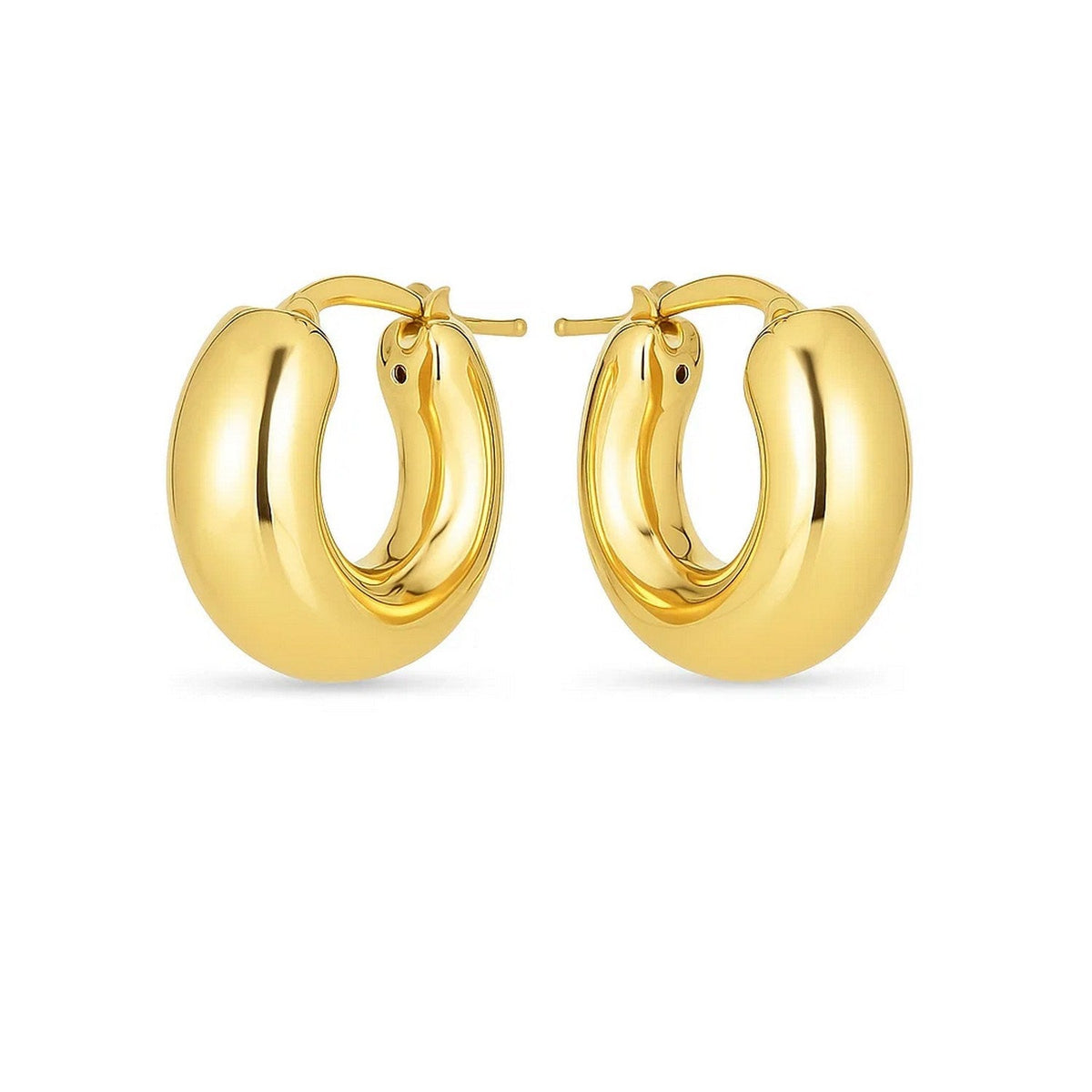 14k Yellow Gold Small Puffy Hoops - LinkagejewelrydesignLinkagejewelrydesign