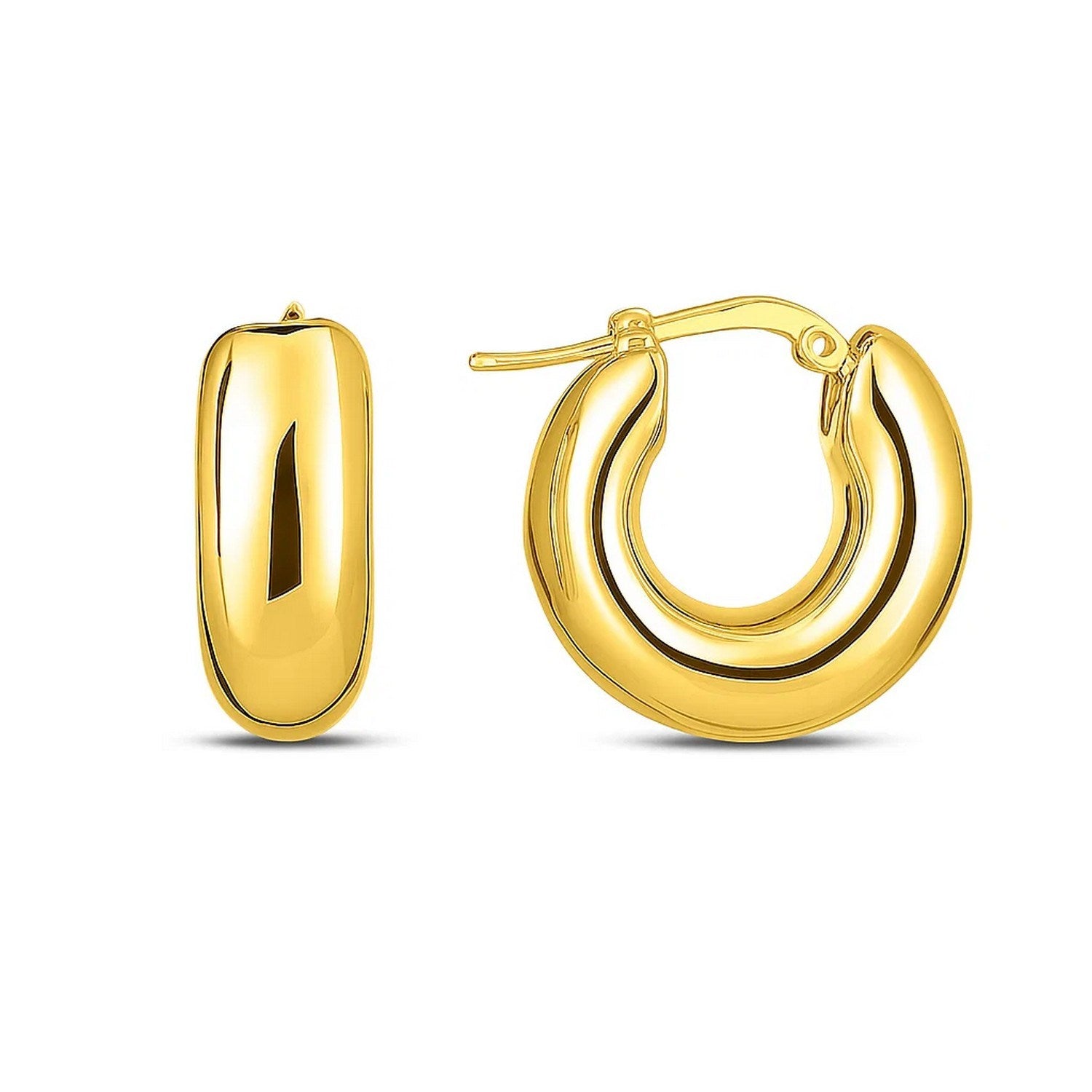 14k Yellow Gold Small Puffy Hoops - LinkagejewelrydesignLinkagejewelrydesign