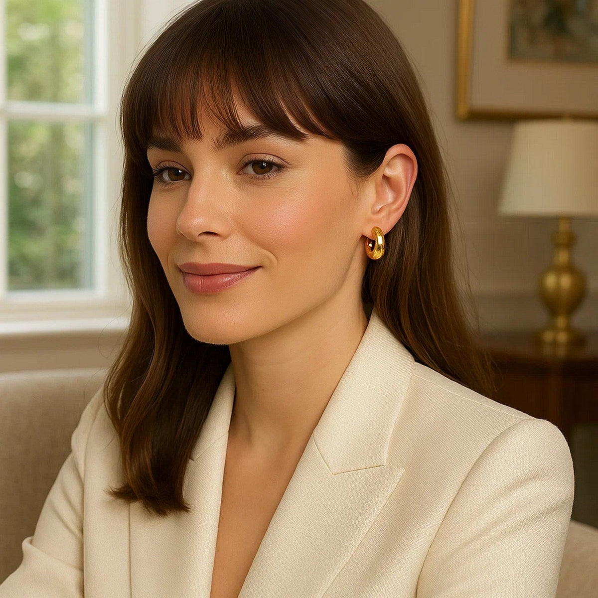 14k Yellow Gold Small Puffy Hoops - LinkagejewelrydesignLinkagejewelrydesign