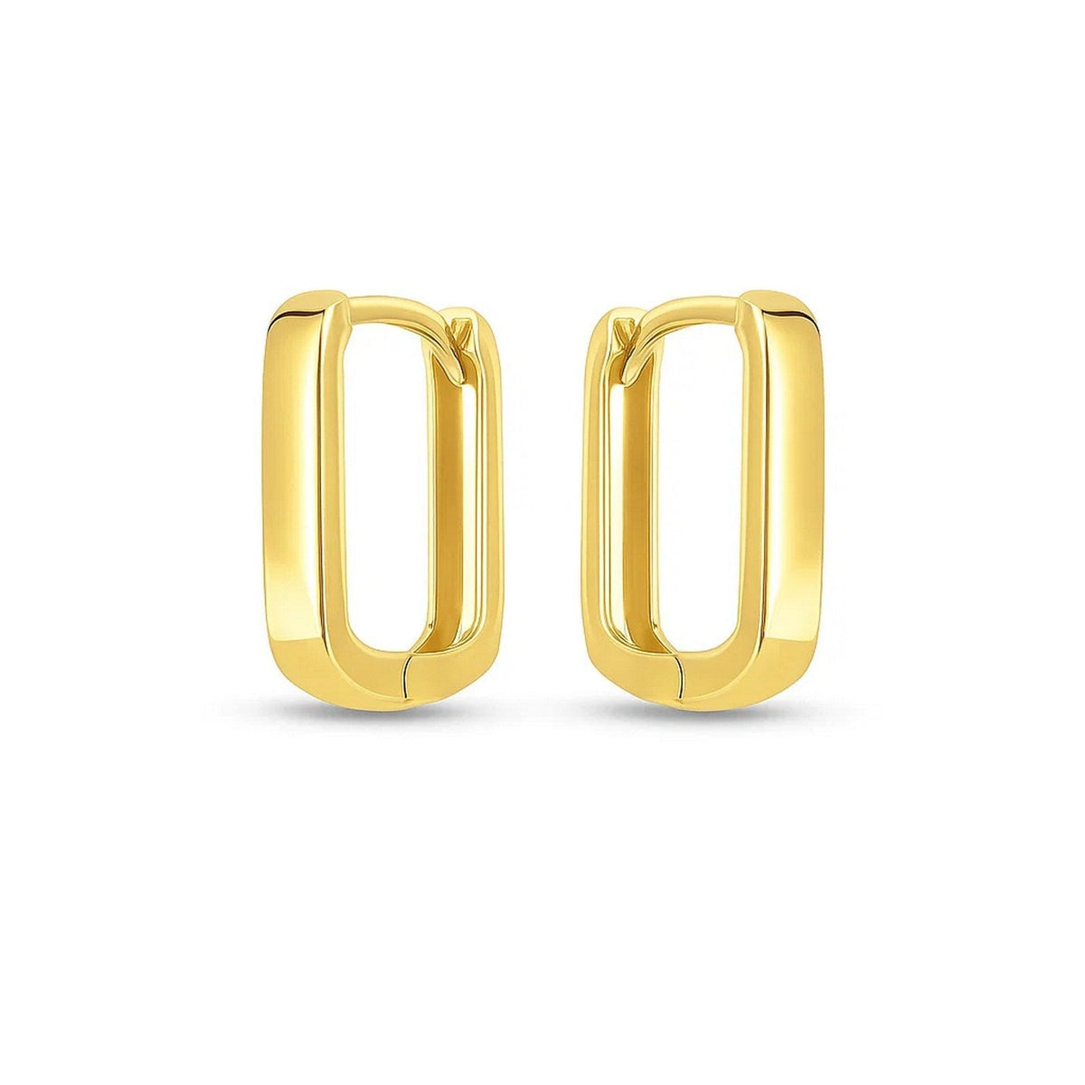 14k Yellow Gold Small Square Huggie Hoops - LinkagejewelrydesignLinkagejewelrydesign