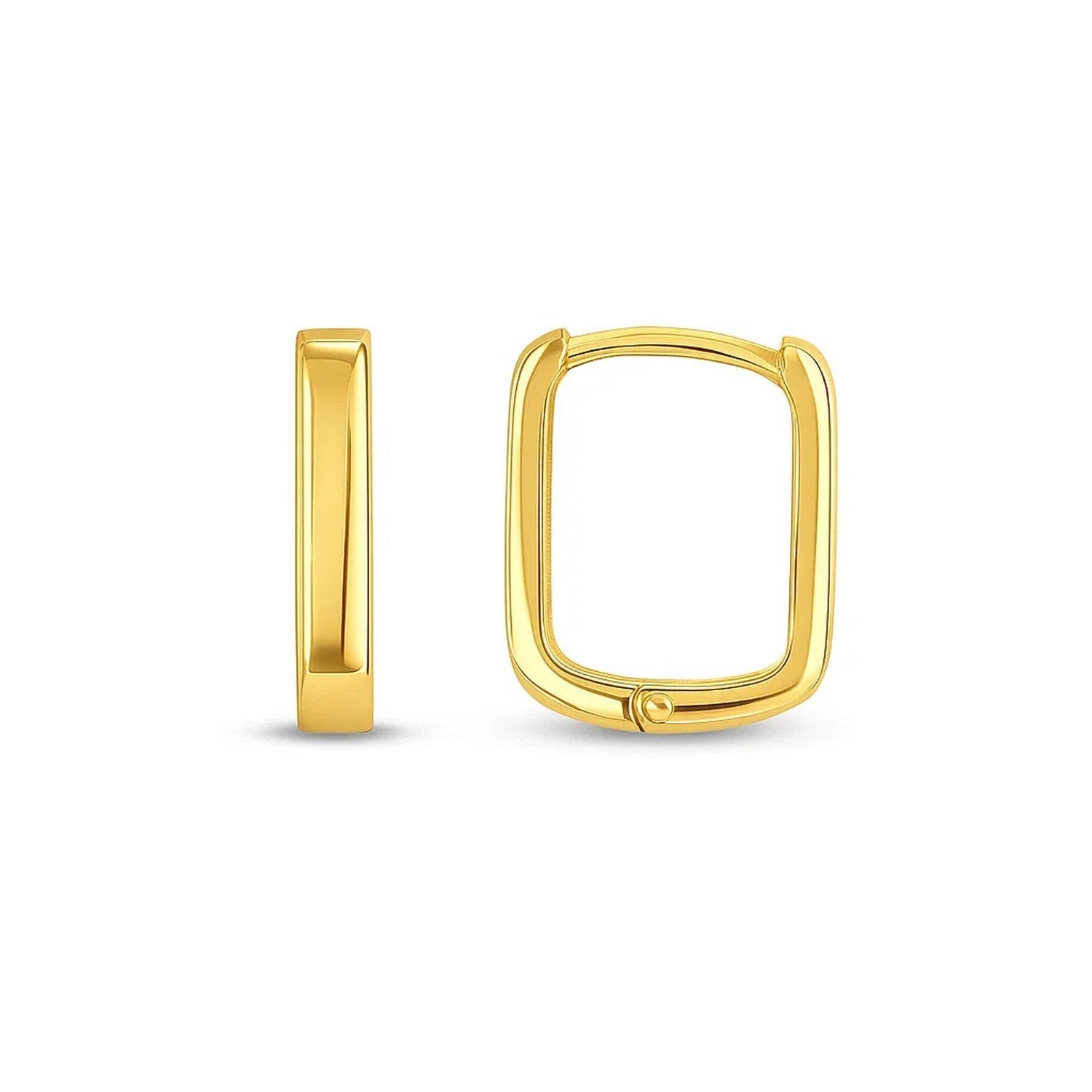 14k Yellow Gold Small Square Huggie Hoops - LinkagejewelrydesignLinkagejewelrydesign