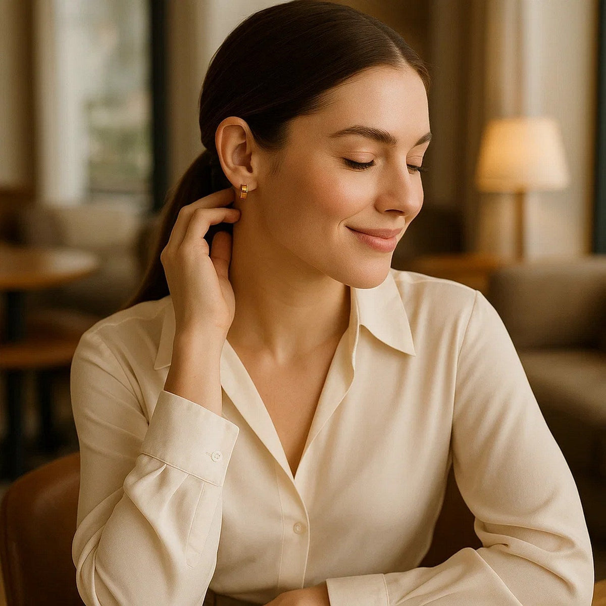 14k Yellow Gold Snuggable Hoop Earrings - LinkagejewelrydesignLinkagejewelrydesign