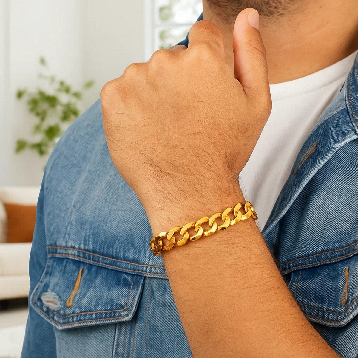 14k Yellow Gold Solid Curb Bracelet (10.00 mm) - LinkagejewelrydesignLinkagejewelrydesign