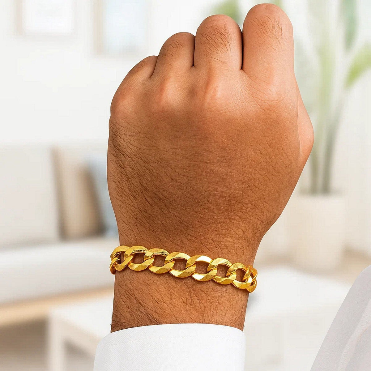 14k Yellow Gold Solid Curb Bracelet (10.00 mm) - LinkagejewelrydesignLinkagejewelrydesign