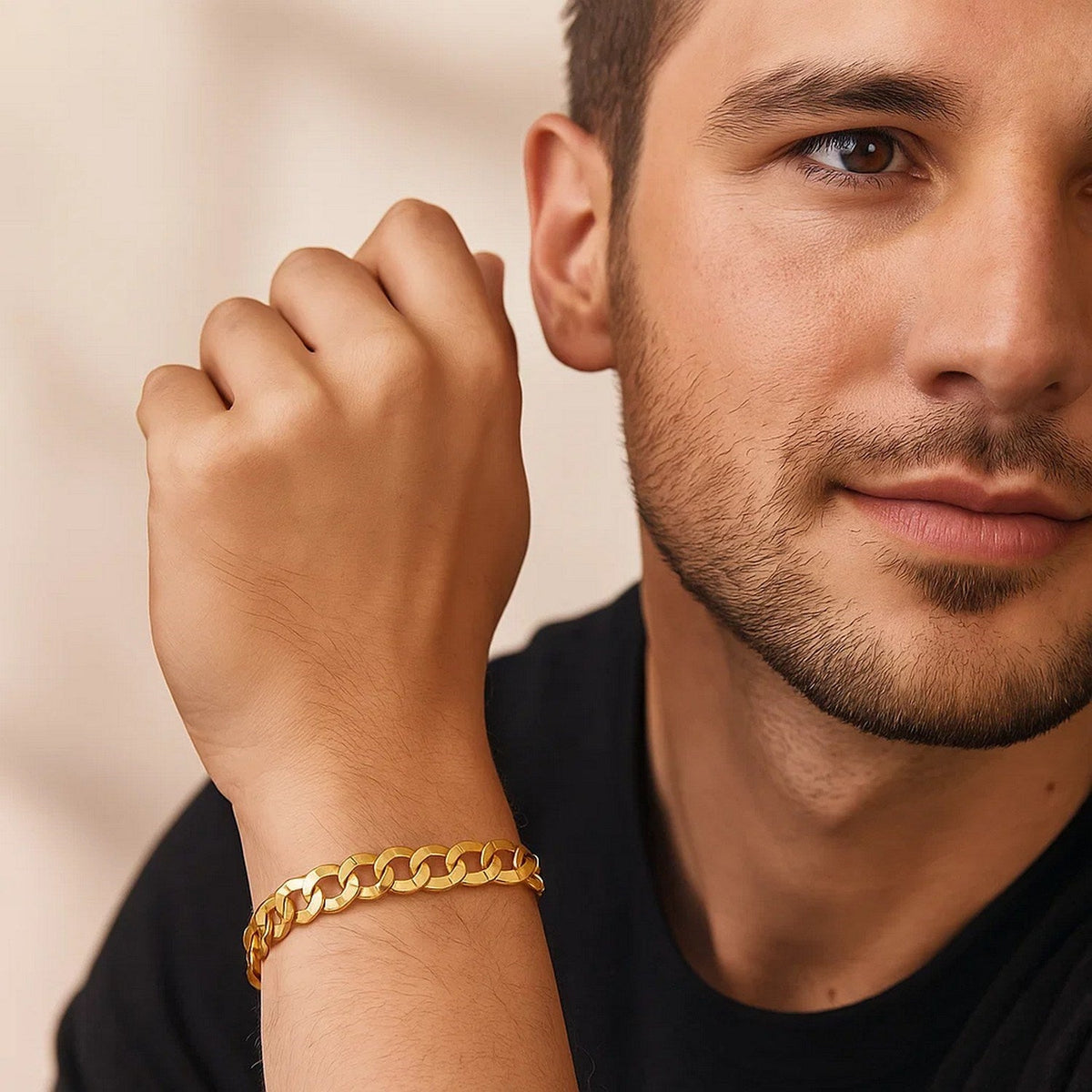 14k Yellow Gold Solid Curb Bracelet (10.00 mm) - LinkagejewelrydesignLinkagejewelrydesign