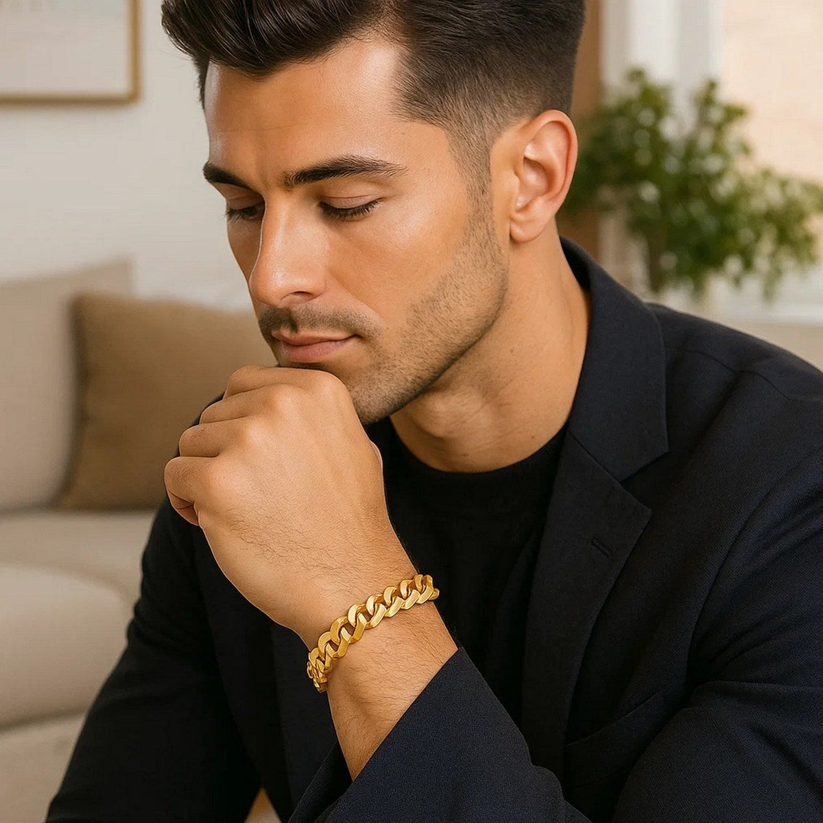 14k Yellow Gold Solid Curb Bracelet (11.23 mm) - LinkagejewelrydesignLinkagejewelrydesign