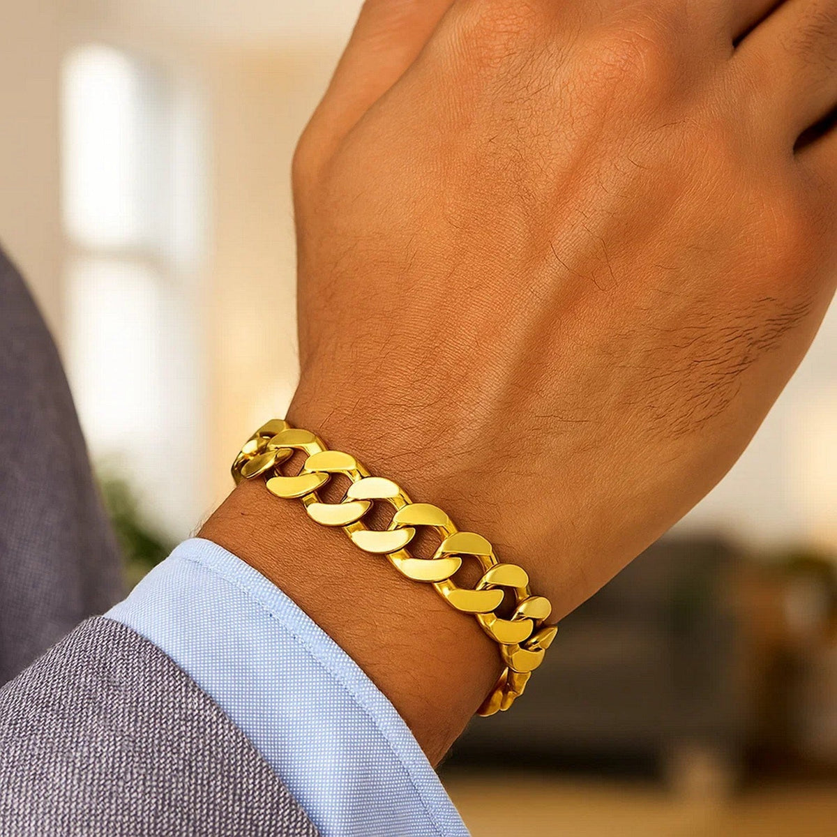 14k Yellow Gold Solid Curb Bracelet (11.23 mm) - LinkagejewelrydesignLinkagejewelrydesign