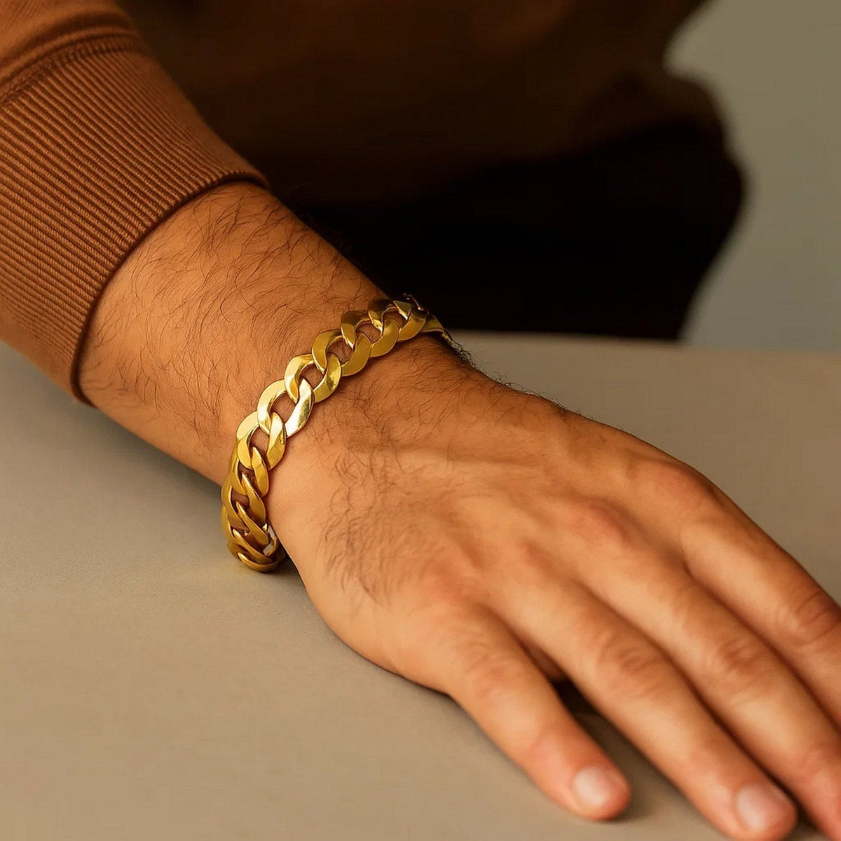 14k Yellow Gold Solid Curb Bracelet (12.18 mm) - LinkagejewelrydesignLinkagejewelrydesign