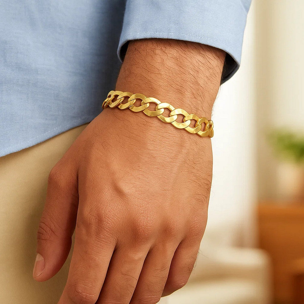 14k Yellow Gold Solid Curb Bracelet (12.18 mm) - LinkagejewelrydesignLinkagejewelrydesign