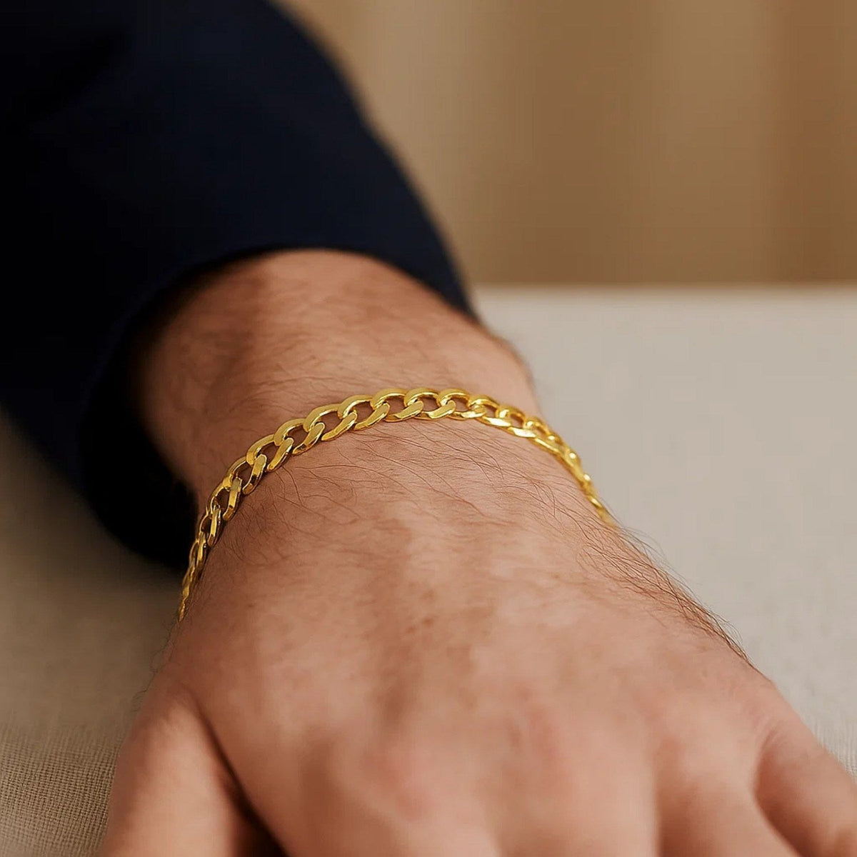 14k Yellow Gold Solid Curb Bracelet (5.70 mm) - LinkagejewelrydesignLinkagejewelrydesign