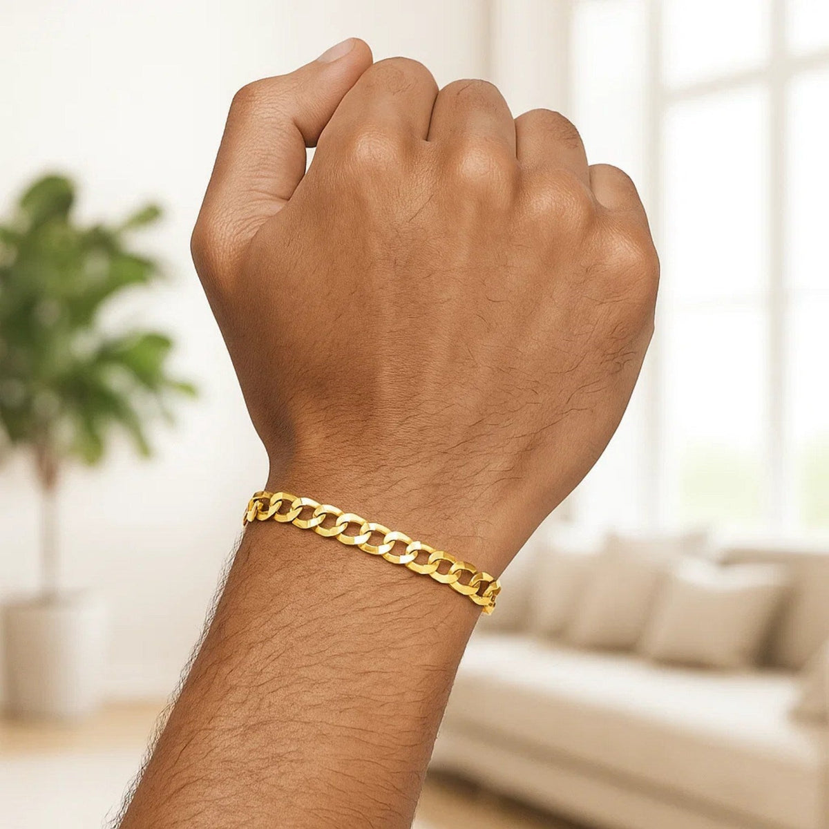 14k Yellow Gold Solid Curb Bracelet (5.70 mm) - LinkagejewelrydesignLinkagejewelrydesign