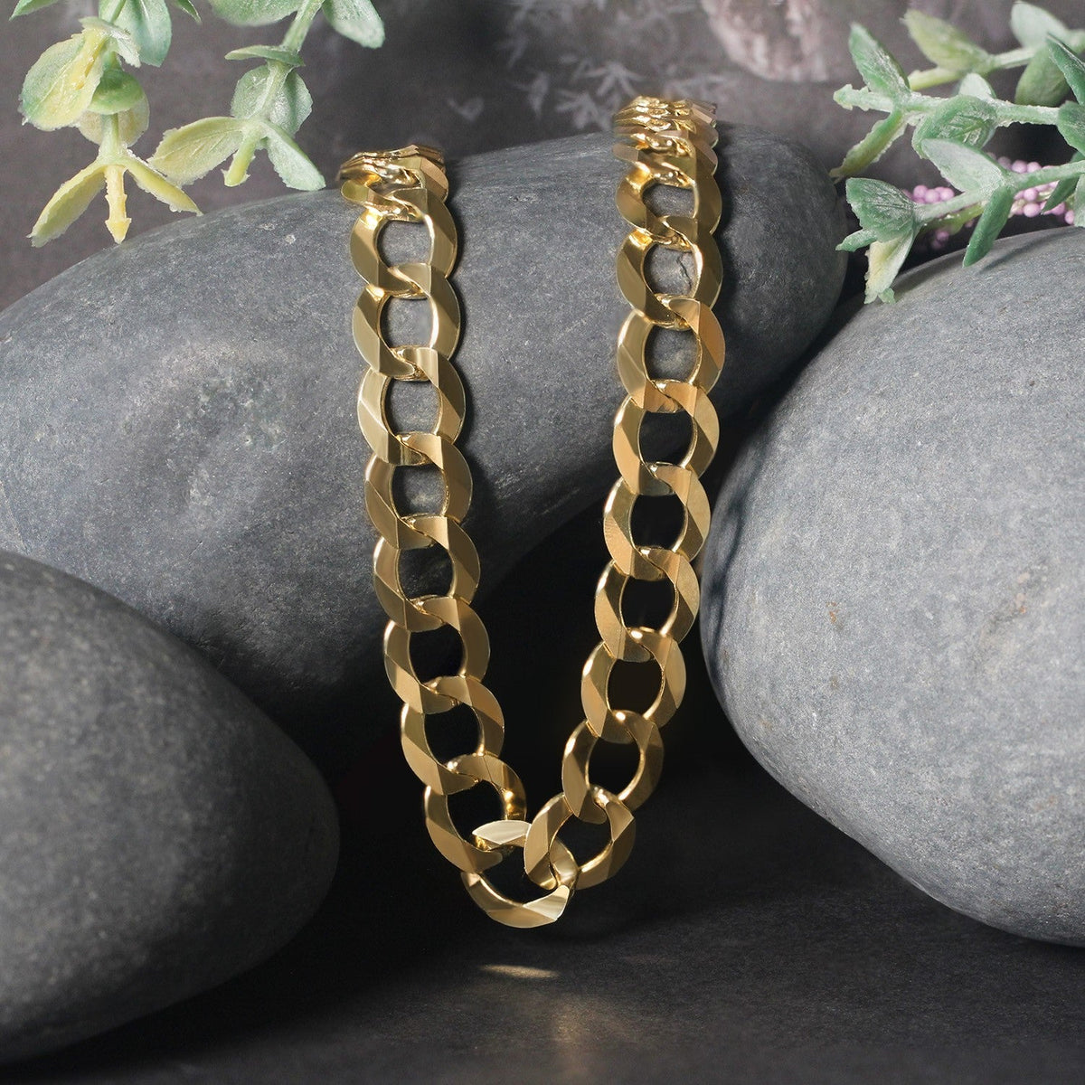 14k Yellow Gold Solid Curb Chain 10.0mm - LinkagejewelrydesignLinkagejewelrydesign