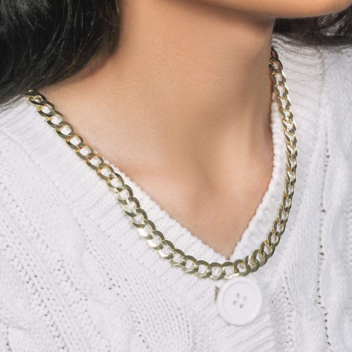 14k Yellow Gold Solid Curb Chain 10.0mm - LinkagejewelrydesignLinkagejewelrydesign