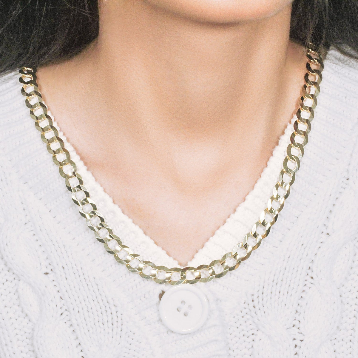 14k Yellow Gold Solid Curb Chain 10.0mm - LinkagejewelrydesignLinkagejewelrydesign