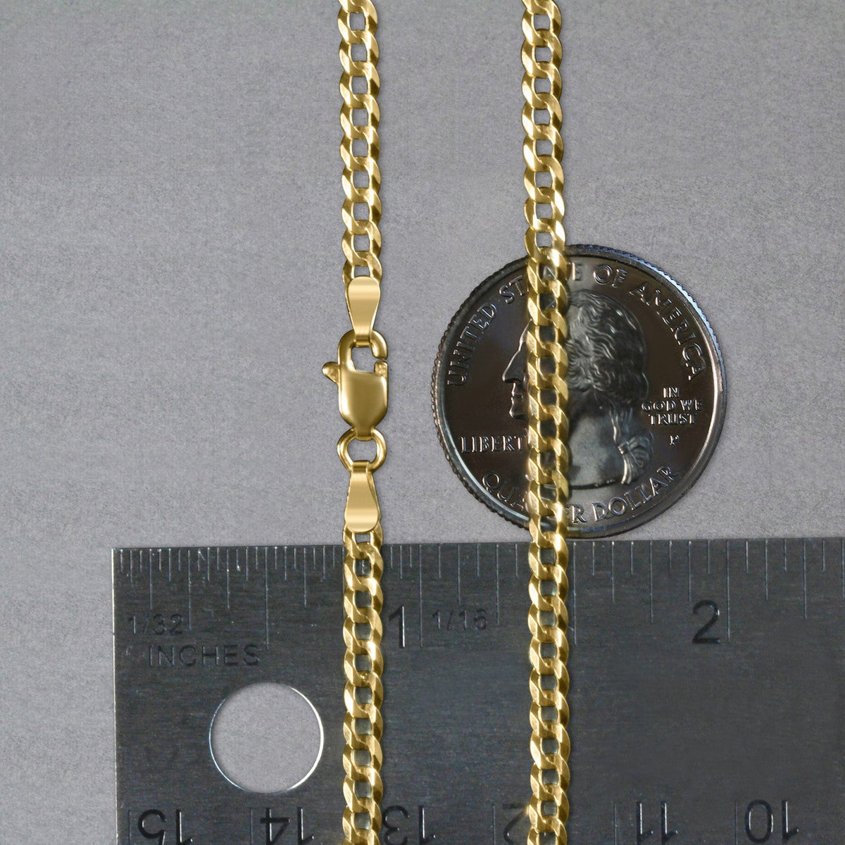 14k Yellow Gold Solid Curb Chain (3.20 mm) - LinkagejewelrydesignLinkagejewelrydesign
