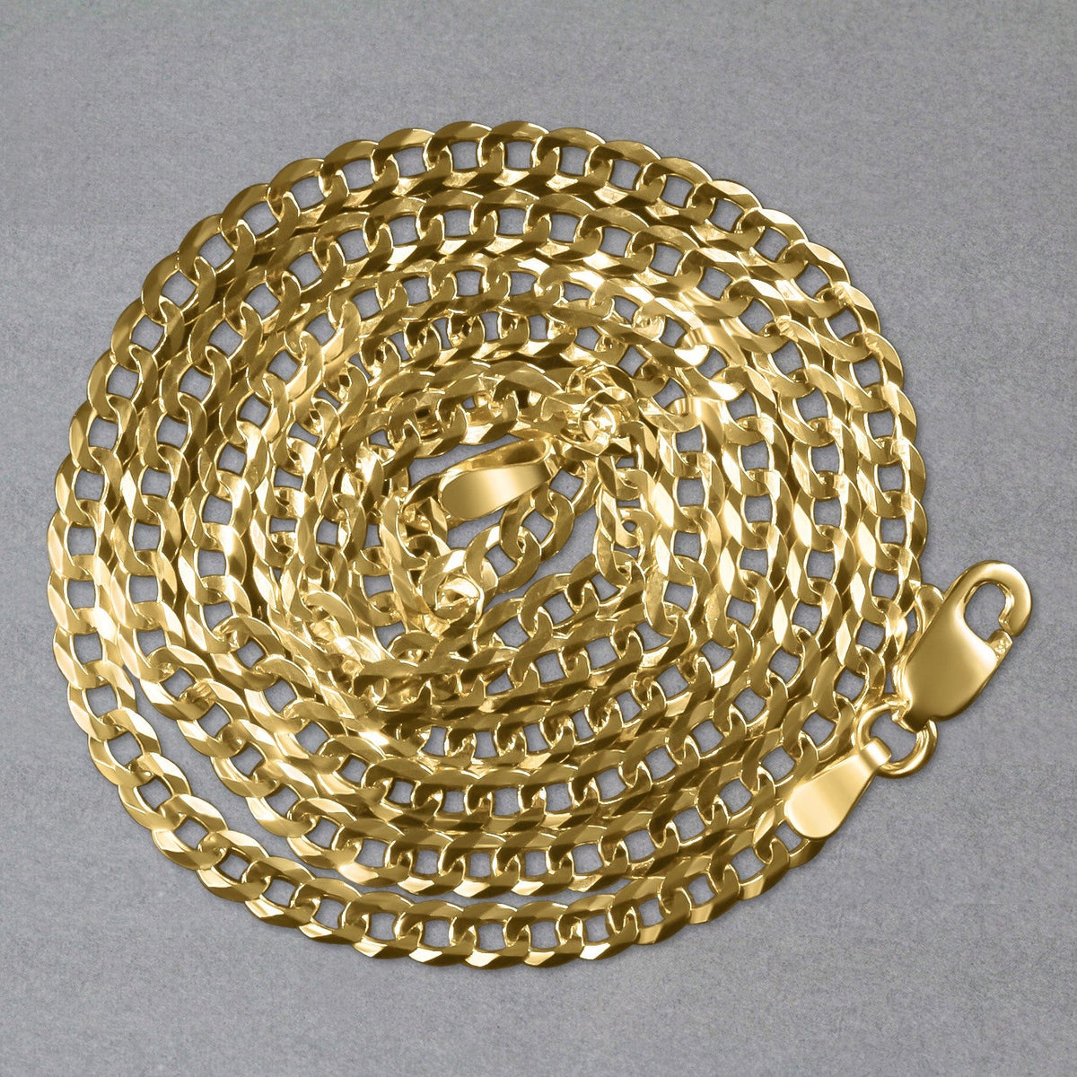 14k Yellow Gold Solid Curb Chain (3.20 mm) - LinkagejewelrydesignLinkagejewelrydesign