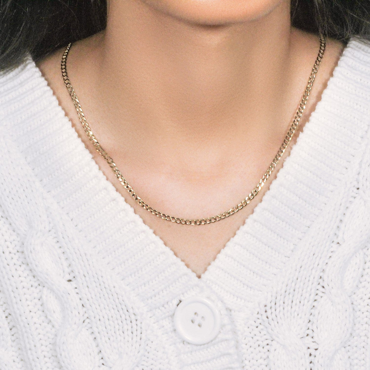 14k Yellow Gold Solid Curb Chain (3.20 mm) - LinkagejewelrydesignLinkagejewelrydesign