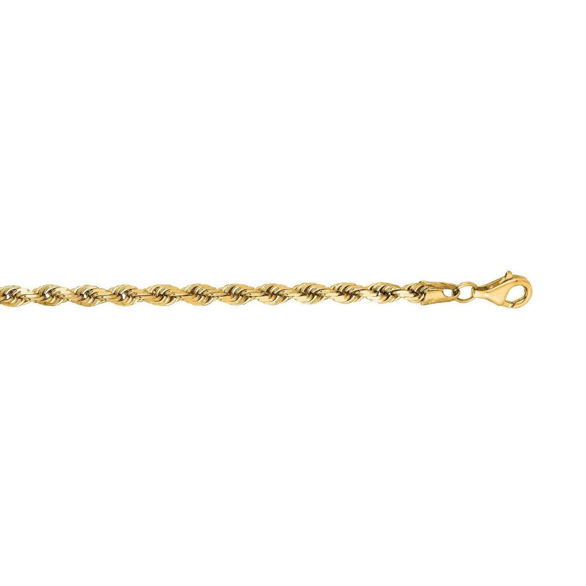 14k Yellow Gold Solid Diamond Cut Rope Bracelet (4.00 mm) - LinkagejewelrydesignLinkagejewelrydesign