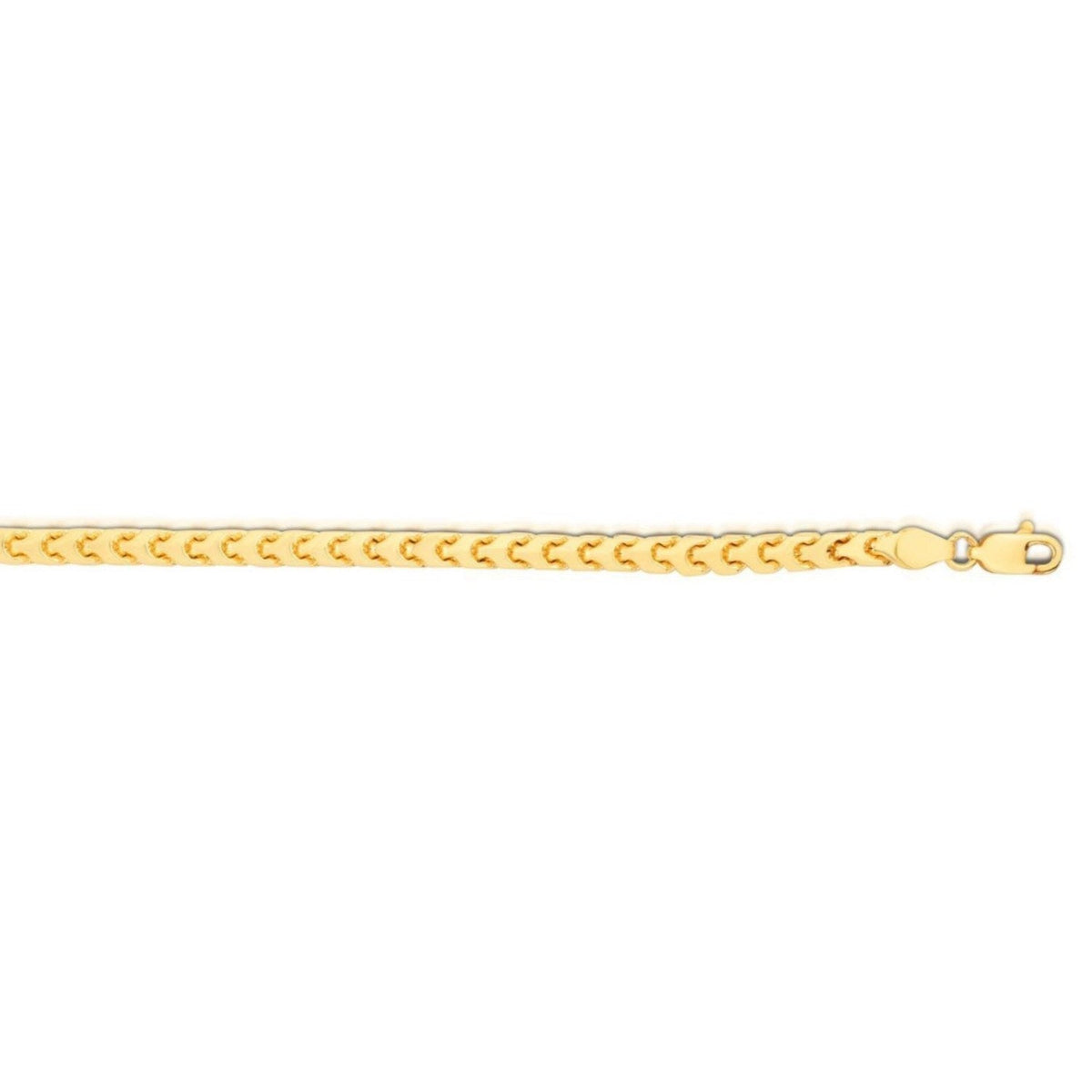 14k Yellow Gold Solid Diamond Cut Round Franco Bracelet (3.10 mm) - LinkagejewelrydesignLinkagejewelrydesign