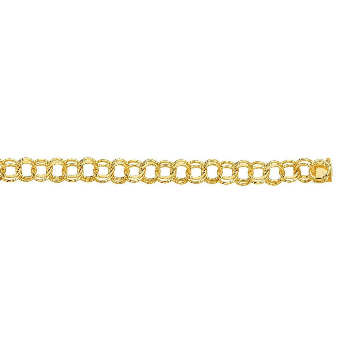 14k Yellow Gold Solid Double Link Charm Bracelet (10.00 mm) - LinkagejewelrydesignLinkagejewelrydesign