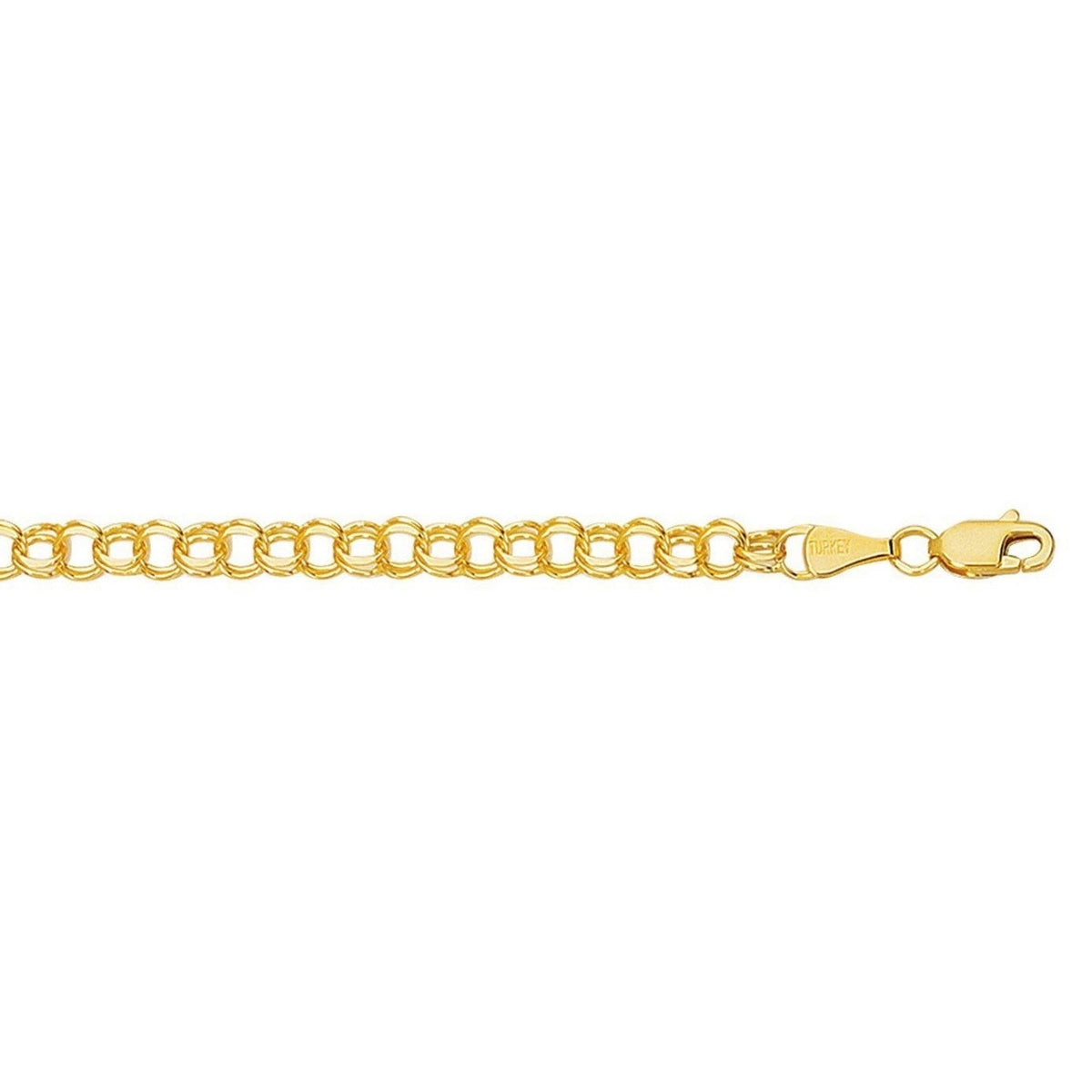 14k Yellow Gold Solid Double Link Charm Bracelet (5.00 mm) - LinkagejewelrydesignLinkagejewelrydesign