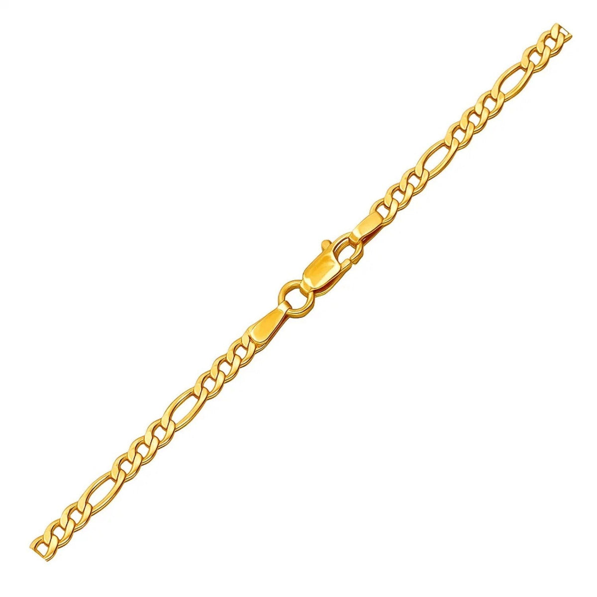 14k Yellow Gold Solid Figaro Bracelet (2.80 mm) - LinkagejewelrydesignLinkagejewelrydesign