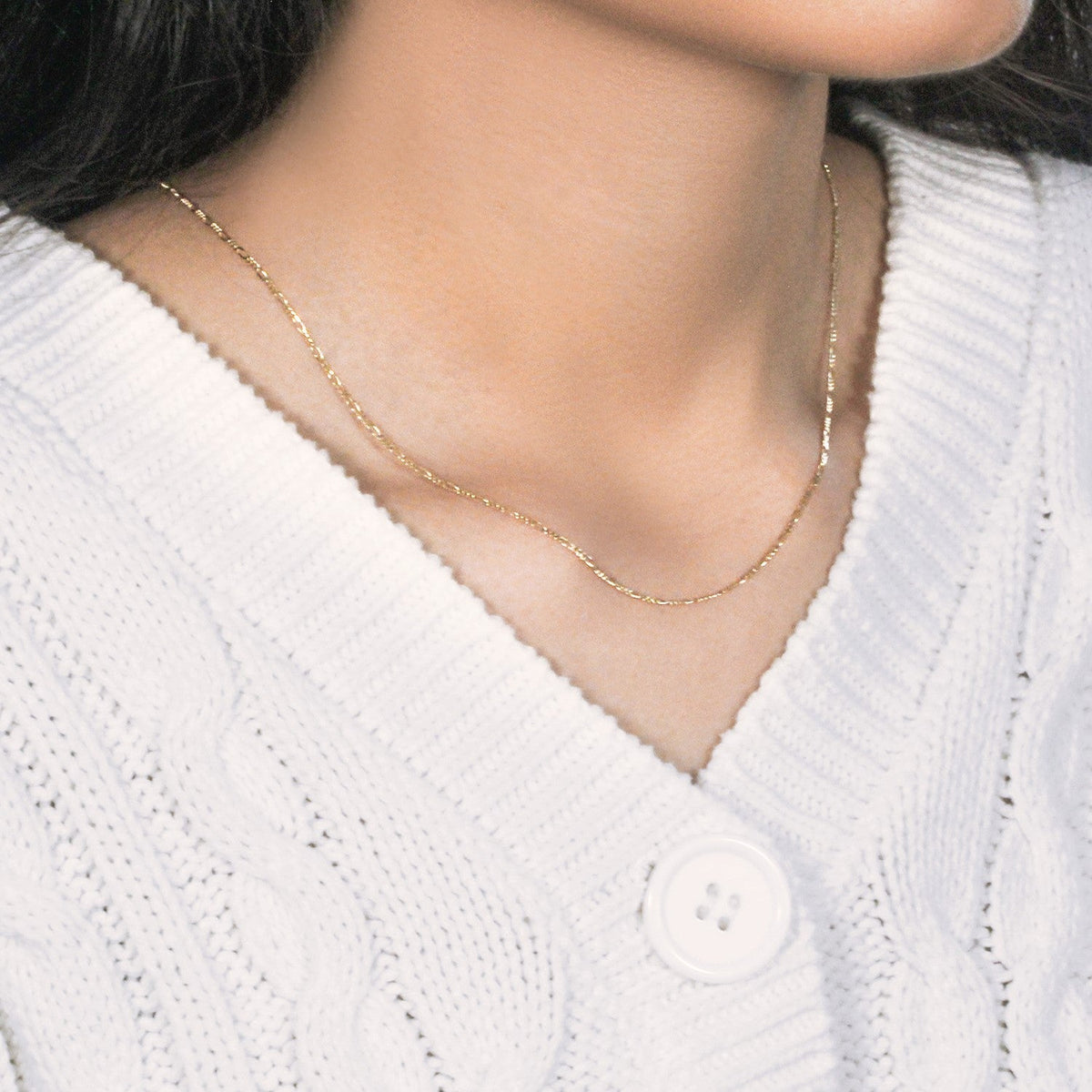 14k Yellow Gold Solid Figaro Chain 1.3mm - LinkagejewelrydesignLinkagejewelrydesign