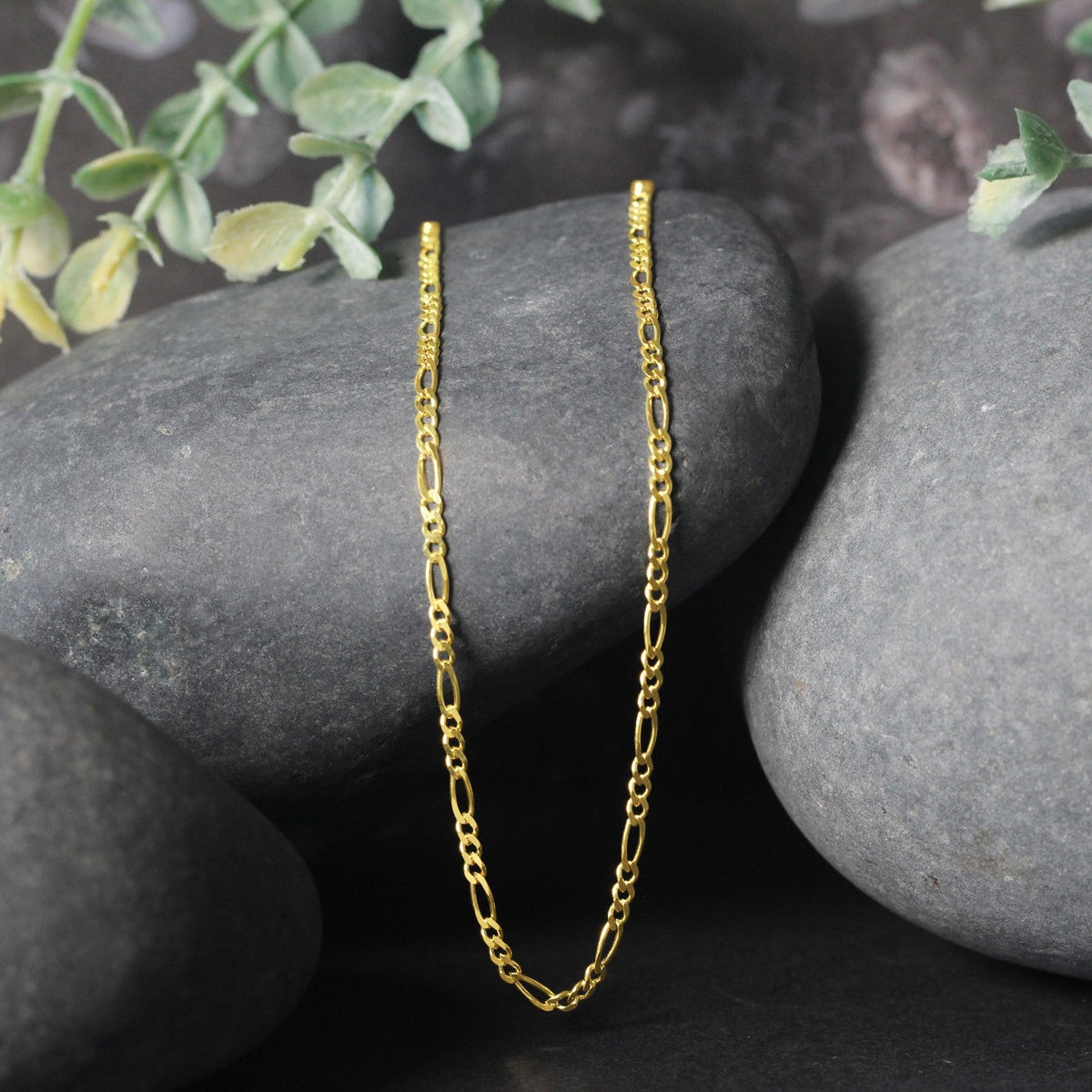 14k Yellow Gold Solid Figaro Chain (1.90 mm) - LinkagejewelrydesignLinkagejewelrydesign