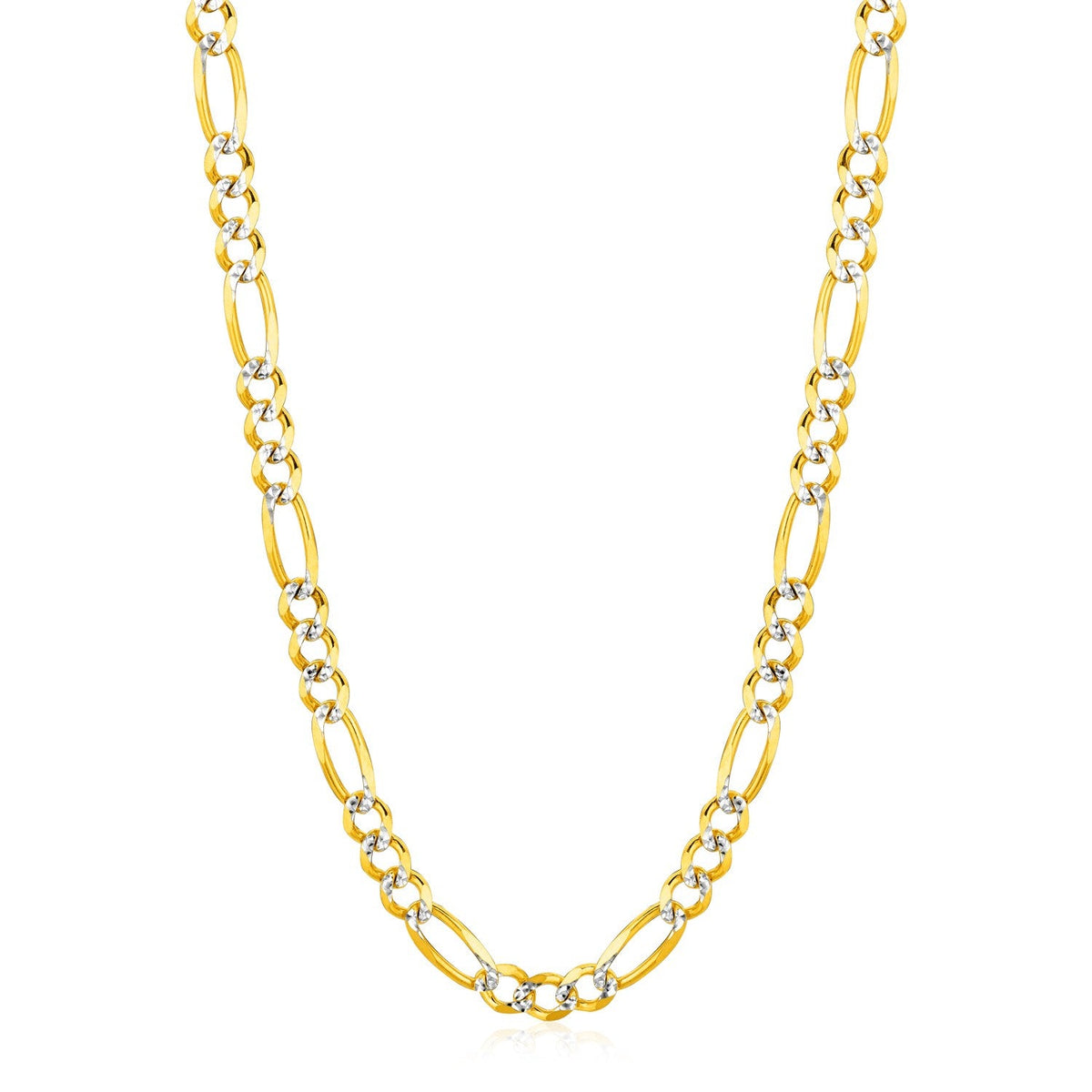 14K Yellow Gold Solid Pave Figaro Chain (5.90 mm) - LinkagejewelrydesignLinkagejewelrydesign