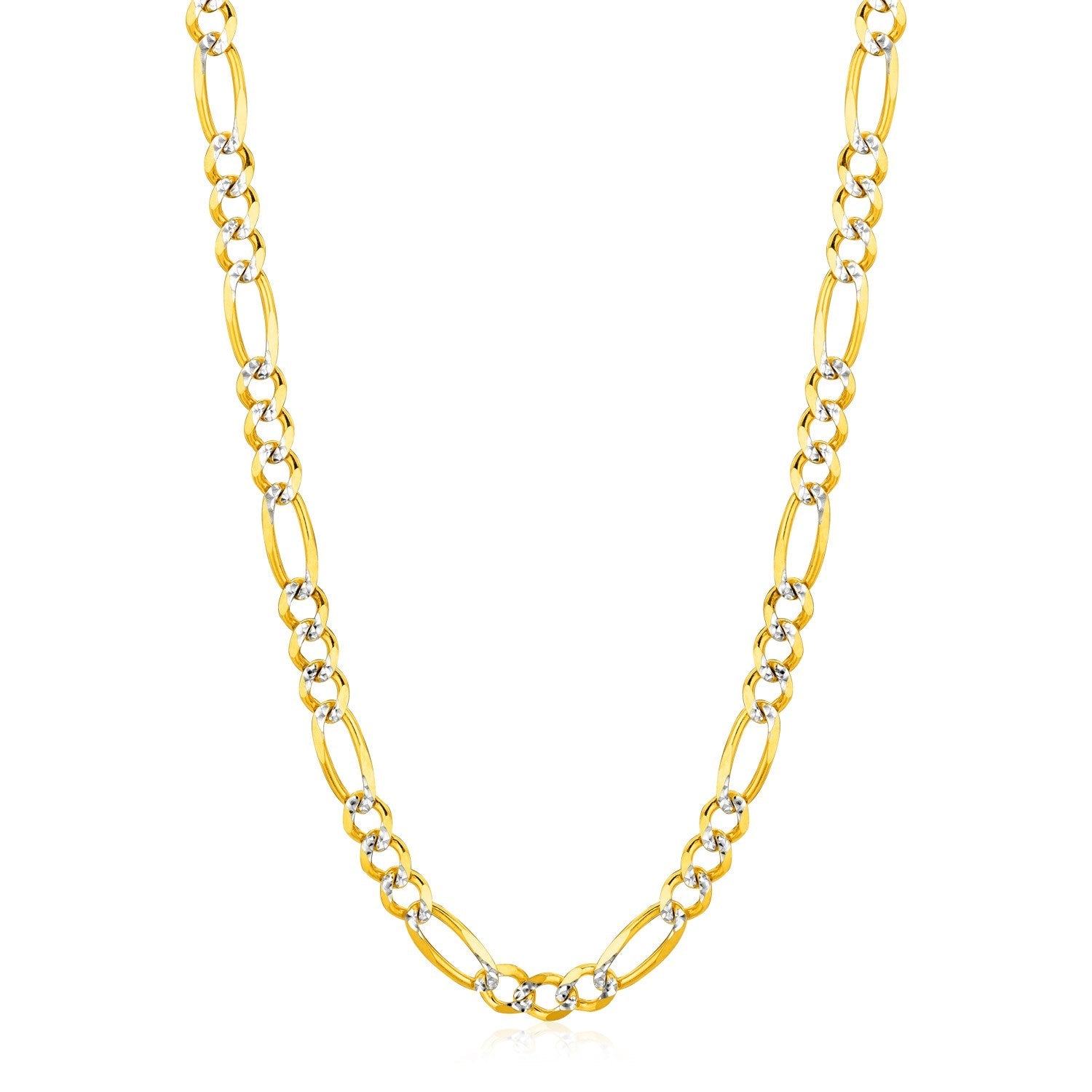14K Yellow Gold Solid Pave Figaro Chain (5.90 mm) - LinkagejewelrydesignLinkagejewelrydesign