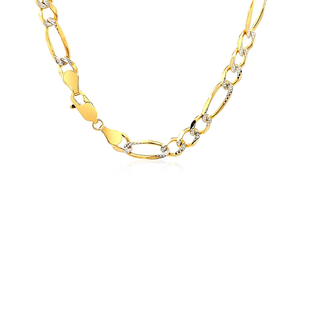 14K Yellow Gold Solid Pave Figaro Chain (5.90 mm) - LinkagejewelrydesignLinkagejewelrydesign