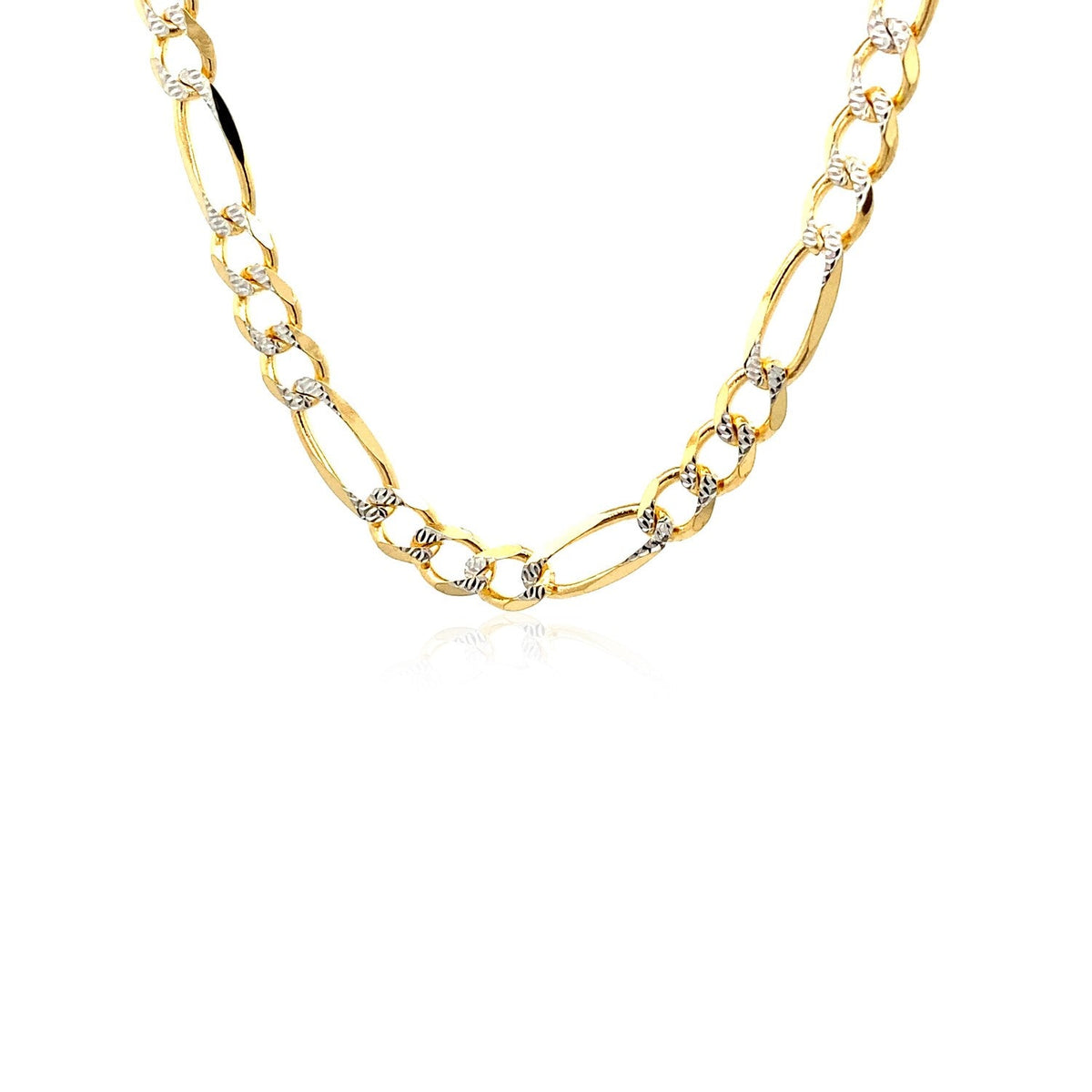 14K Yellow Gold Solid Pave Figaro Chain (5.90 mm) - LinkagejewelrydesignLinkagejewelrydesign