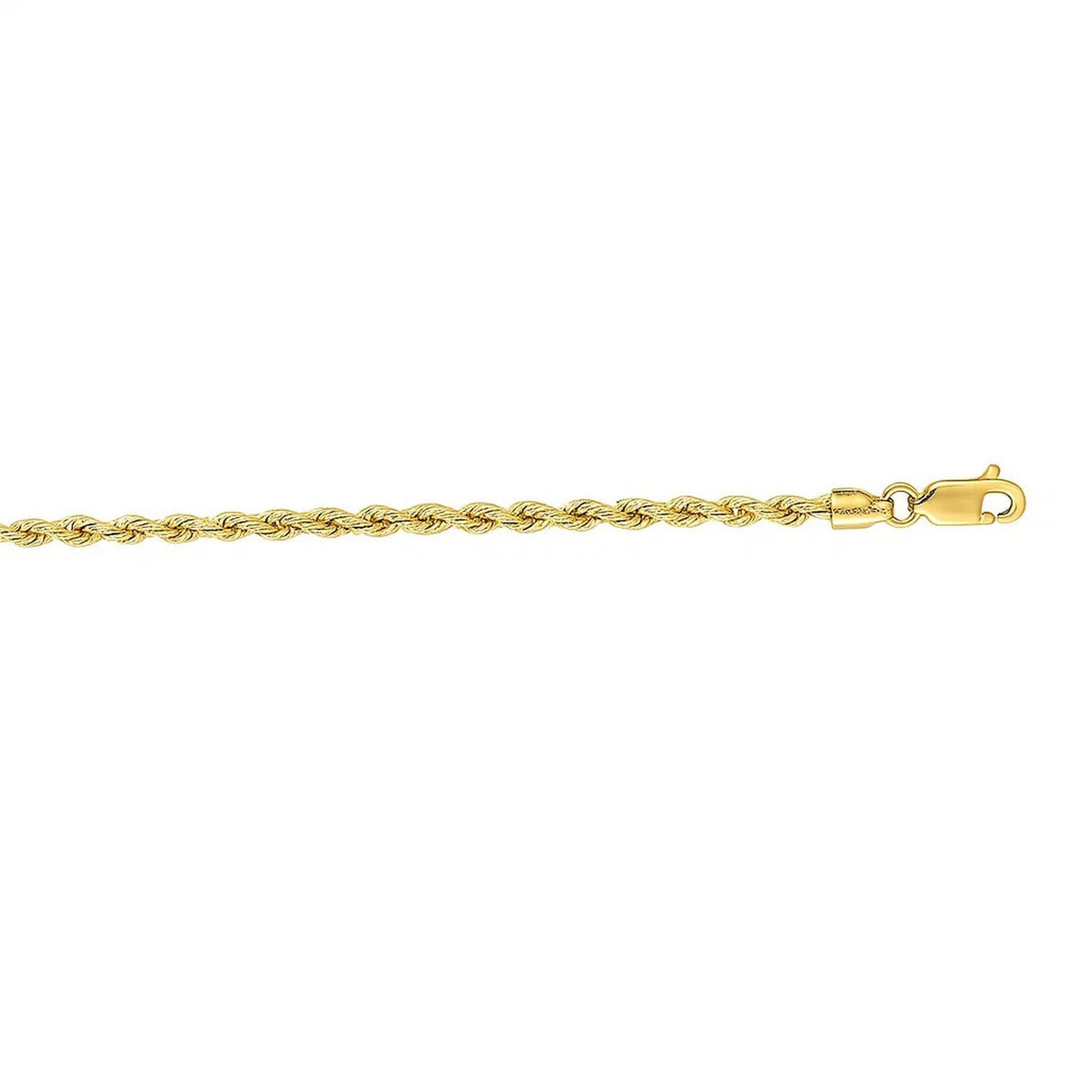 14k Yellow Gold Solid Rope Bracelet (2.50 mm) - LinkagejewelrydesignLinkagejewelrydesign