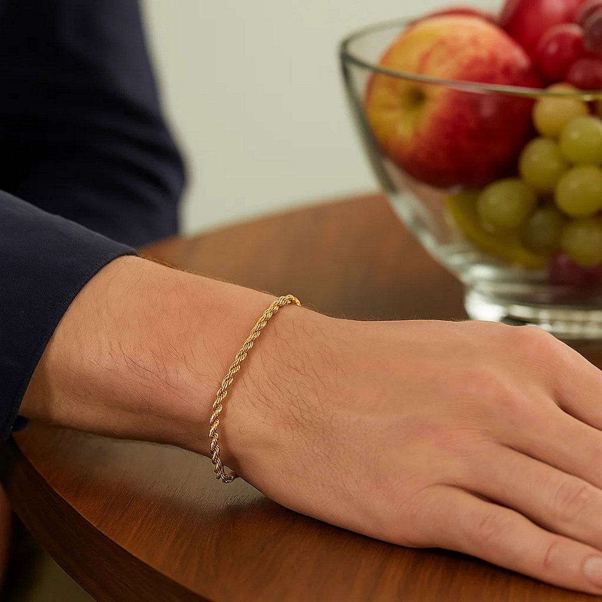 14k Yellow Gold Solid Rope Bracelet (3.00 mm) - LinkagejewelrydesignLinkagejewelrydesign