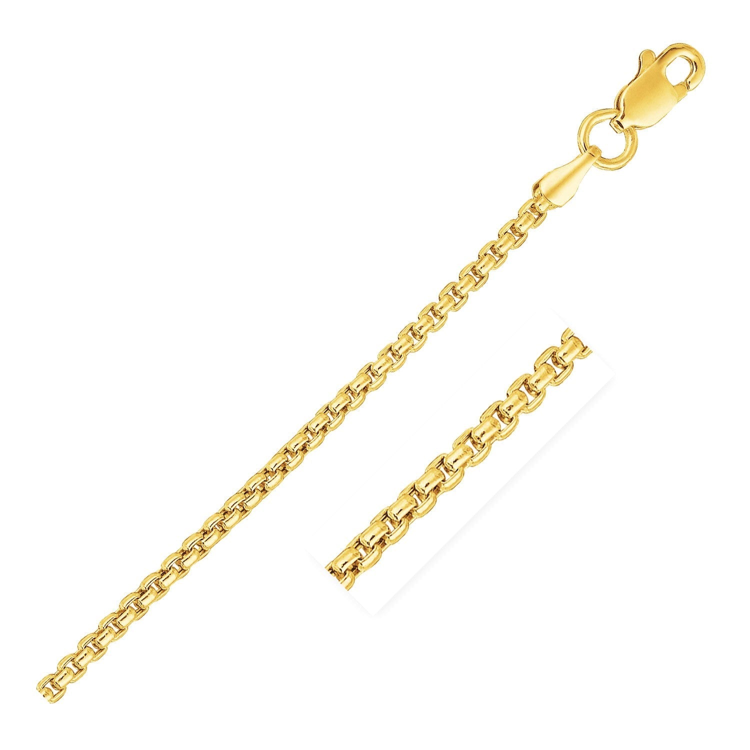 14k Yellow Gold Solid Round Box Chain 1.6 mm - LinkagejewelrydesignLinkagejewelrydesign