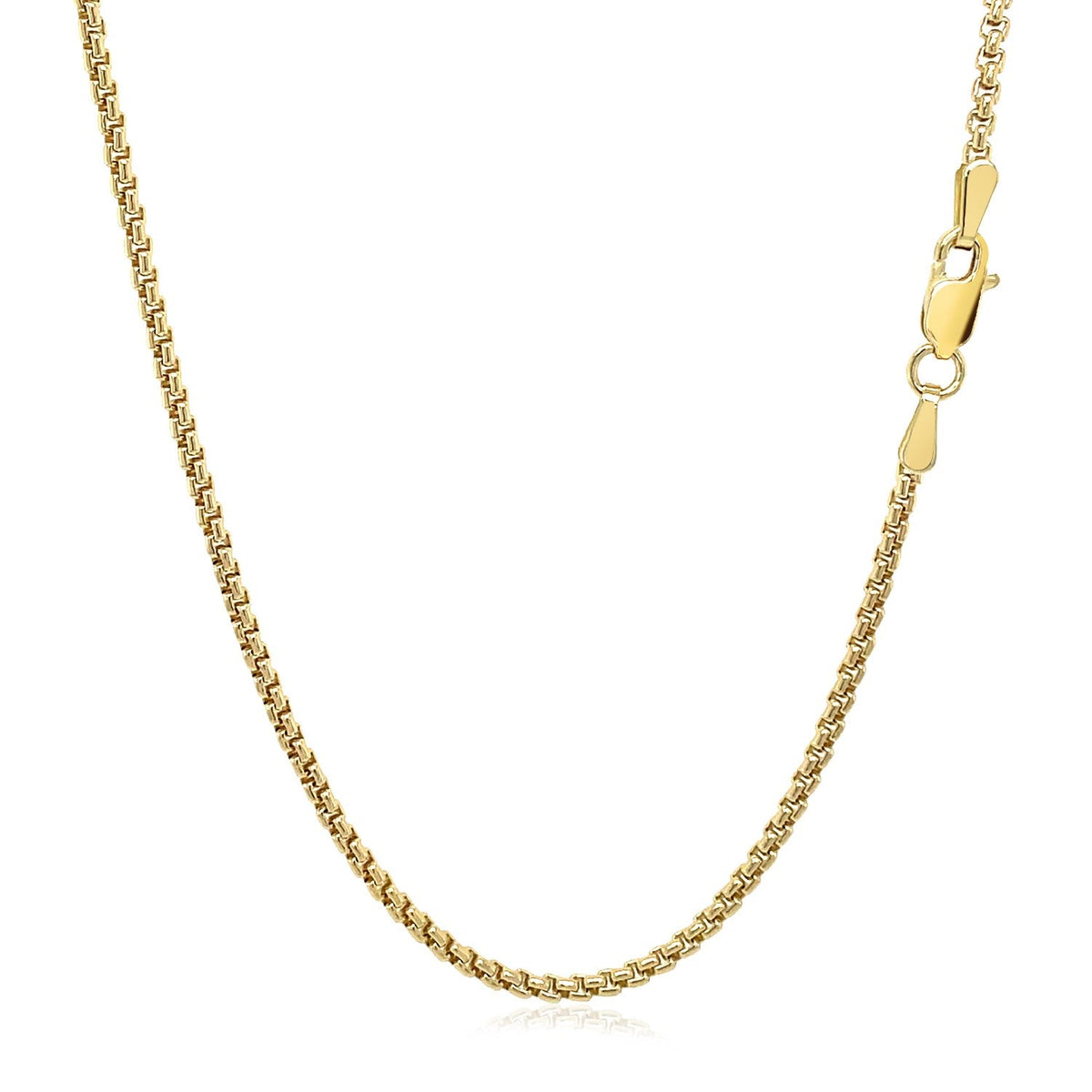 14k Yellow Gold Solid Round Box Chain 1.6 mm - LinkagejewelrydesignLinkagejewelrydesign