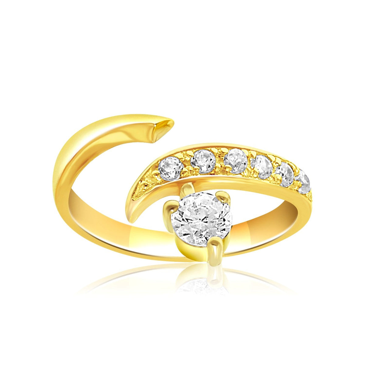 14K Yellow Gold Solitaire Cubic Zirconia Accented Toe Ring - LinkagejewelrydesignLinkagejewelrydesign